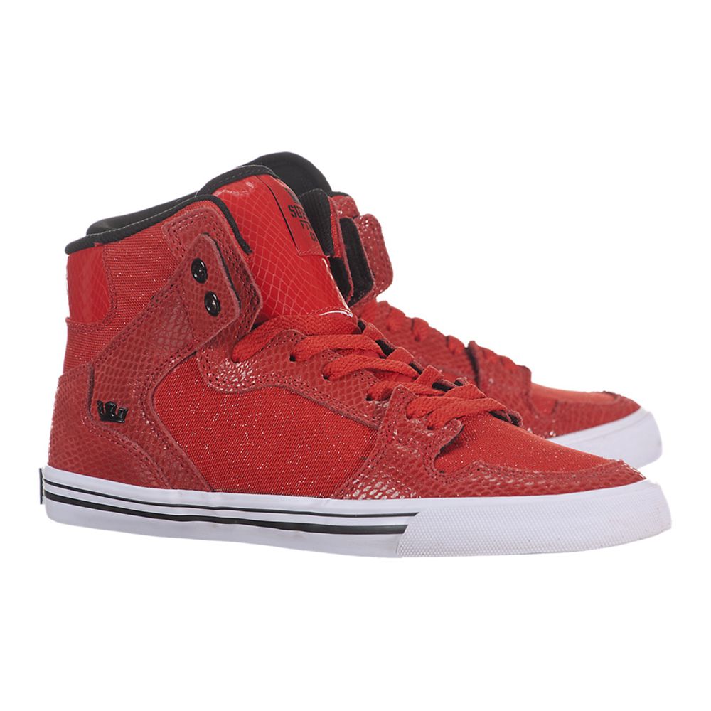 Baskets Montantes Supra Vaider Rouge Red/Black-White Femme | UIC-82413261